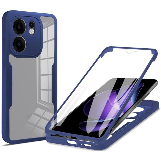 Set 360: Husa cu folie integrata pentru  Oppo Reno 13F, 13FS 4G, 5G Protectie 360 fata / spate - Albastru