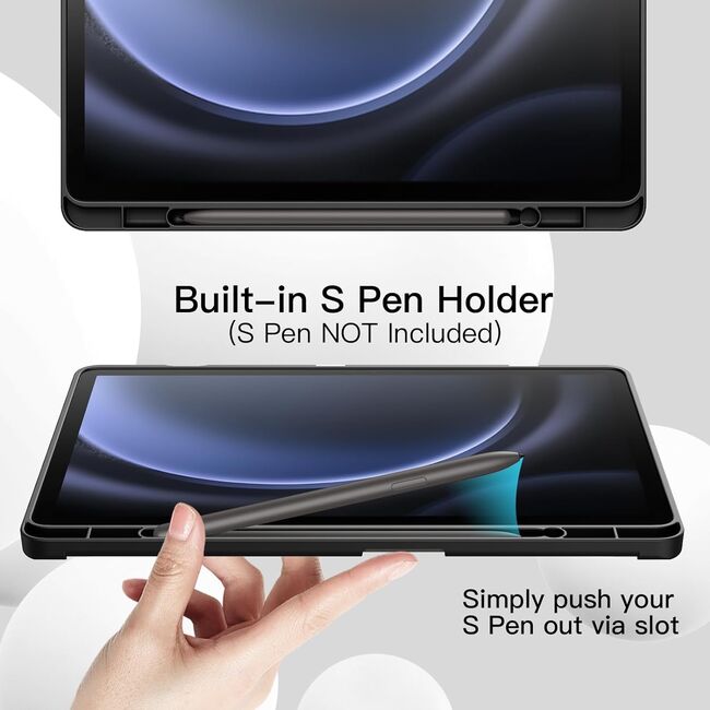 Husa pentru  Samsung Galaxy Tab S10 FE 10.9 inch Soft Shell cu functie wake-up/sleep si compartiment pentru stylus, tip stand - Negru