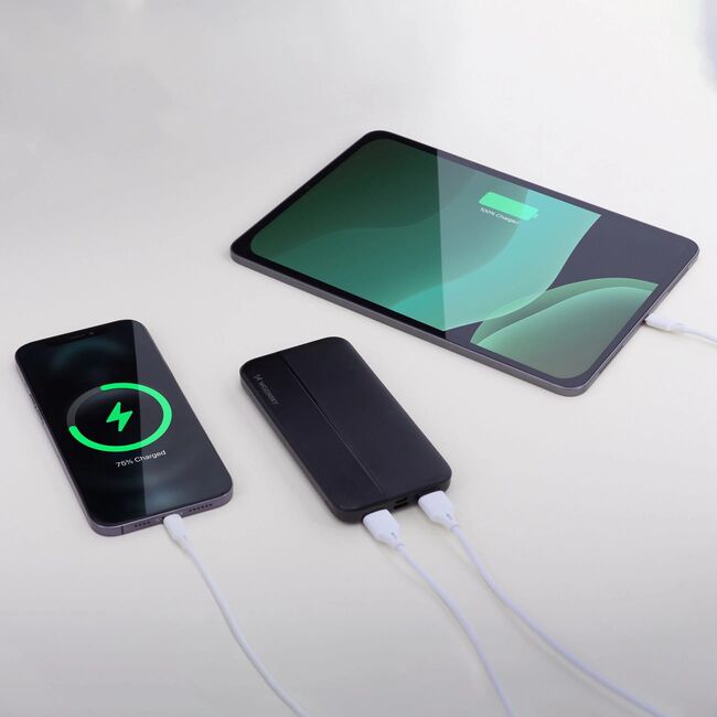 Baterie externa 10000 mAh cu 2 Porturi USB, LED Indicatori, incarcare duala, design rezistent – Negru