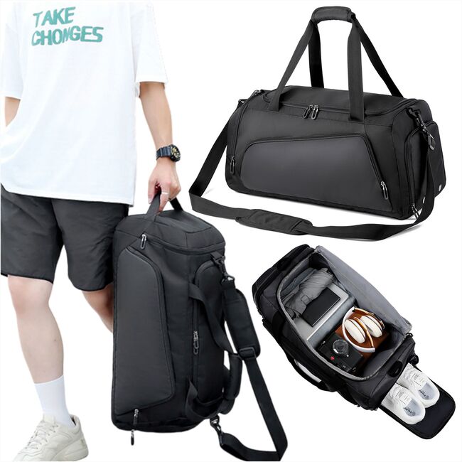 Geanta multifunctionala voiaj / sport – 40L, Impermeabila, cu Buzunar Termic și Compartiment pentru incaltaminte, Ideala pentru Sala, Calatorii si Antrenamente, 54 x 26 x 28 cm