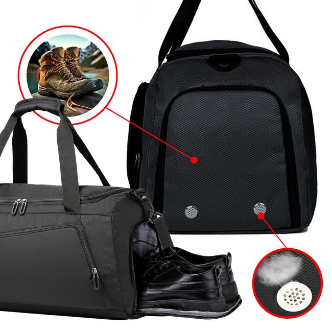 Geanta multifunctionala voiaj / sport – 40L, Impermeabila, cu Buzunar Termic și Compartiment pentru incaltaminte, Ideala pentru Sala, Calatorii si Antrenamente, 54 x 26 x 28 cm