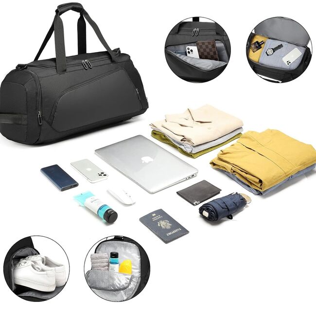 Geanta multifunctionala voiaj / sport – 40L, Impermeabila, cu Buzunar Termic și Compartiment pentru incaltaminte, Ideala pentru Sala, Calatorii si Antrenamente, 54 x 26 x 28 cm