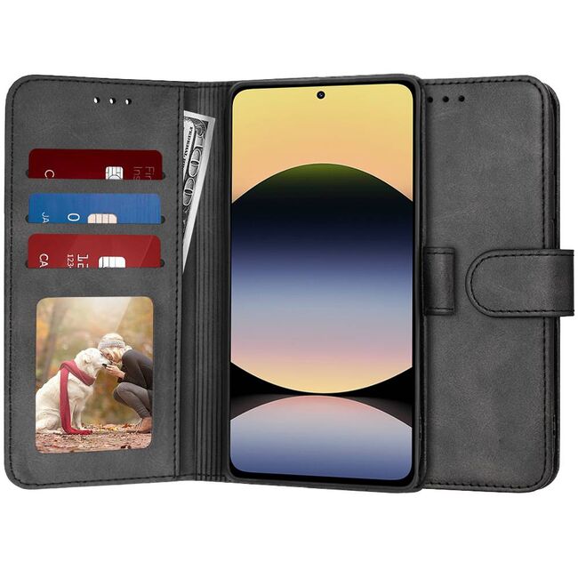 Husa pentru  Xiaomi Redmi Note 14 4G tip carte 360 Kickstand Portofel Multifunctional, Protectie Completa, Negru denim