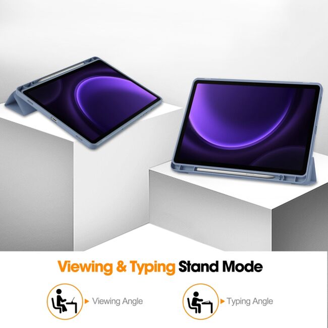 Husa pentru  Samsung Galaxy Tab S10 FE 10.9 inch Soft Shell cu functie wake-up/sleep si compartiment pentru stylus, tip stand - Mov