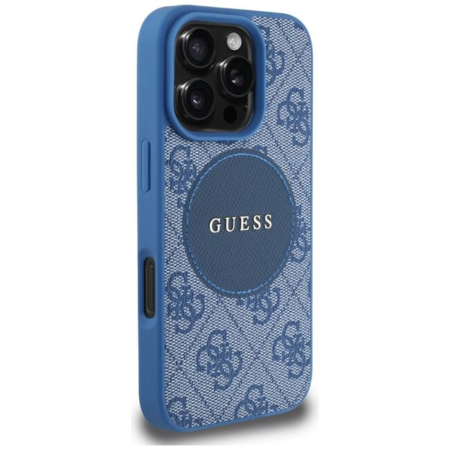 Husa premium pentru  iPhone 16 Pro Max compatibila MagSafe Guess Luxury Series - Albastru deschis