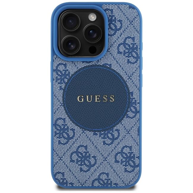 Husa premium pentru  iPhone 16 Pro Max compatibila MagSafe Guess Luxury Series - Albastru deschis