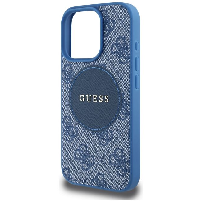 Husa premium pentru  iPhone 16 Pro Max compatibila MagSafe Guess Luxury Series - Albastru deschis