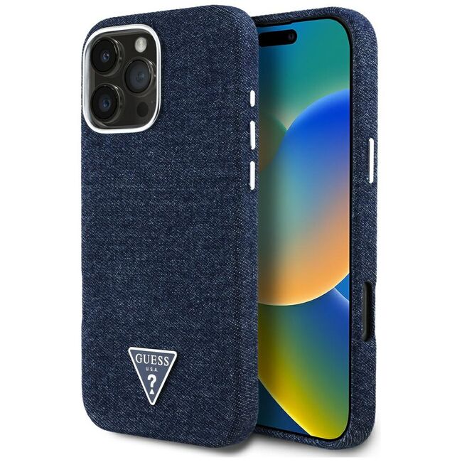 Husa premium pentru  iPhone 16 Pro Max compatibila MagSafe Guess Luxury Series - Albastru