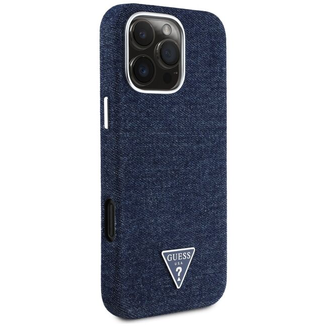 Husa premium pentru  iPhone 16 Pro Max compatibila MagSafe Guess Luxury Series - Albastru