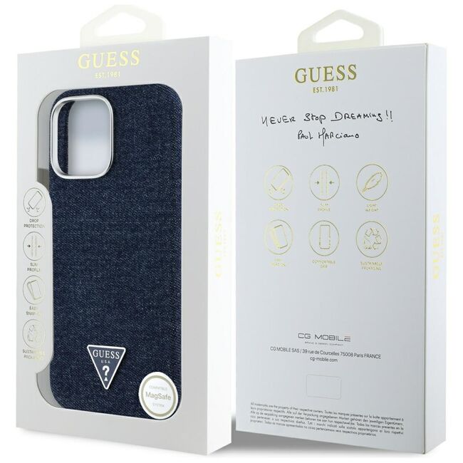 Husa premium pentru  iPhone 16 Pro Max compatibila MagSafe Guess Luxury Series - Albastru