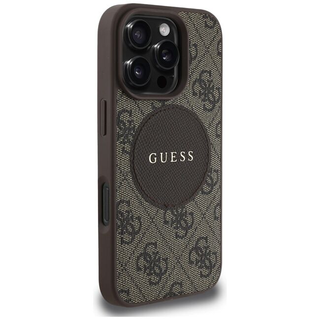 Husa premium pentru  iPhone 16 Pro Max compatibila MagSafe Guess Luxury Series - Maro