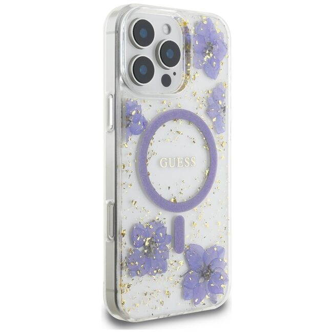 Husa premium pentru  iPhone 16 Pro Max compatibila MagSafe Guess Luxury Series - Mov