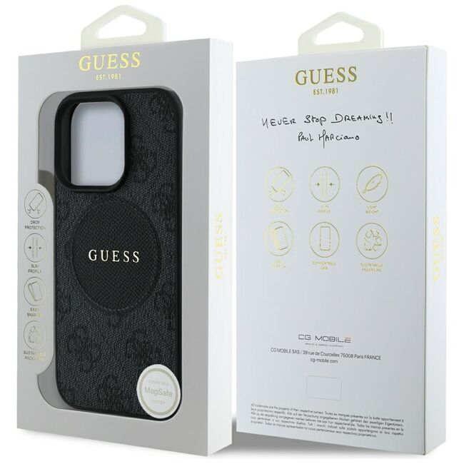Husa premium pentru  iPhone 16 Pro Max compatibila MagSafe Guess Luxury Series - Negru denim