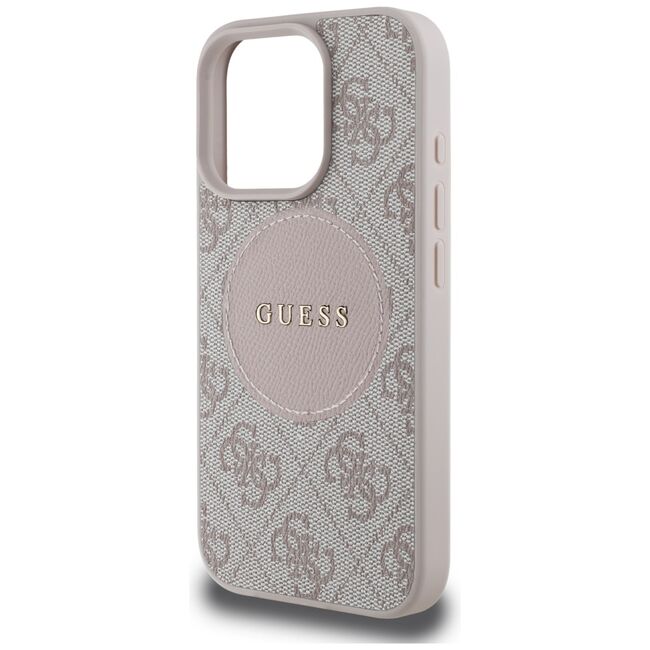 Husa premium pentru  iPhone 16 Pro Max compatibila MagSafe Guess Luxury Series - Roz neon
