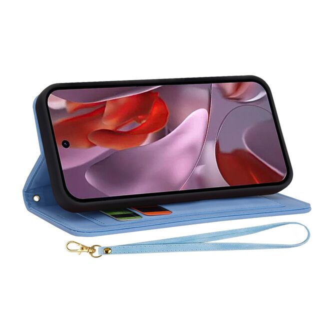 Husa tip carte pentru  Google Pixel 9A, functie stand si port carduri, Albastru