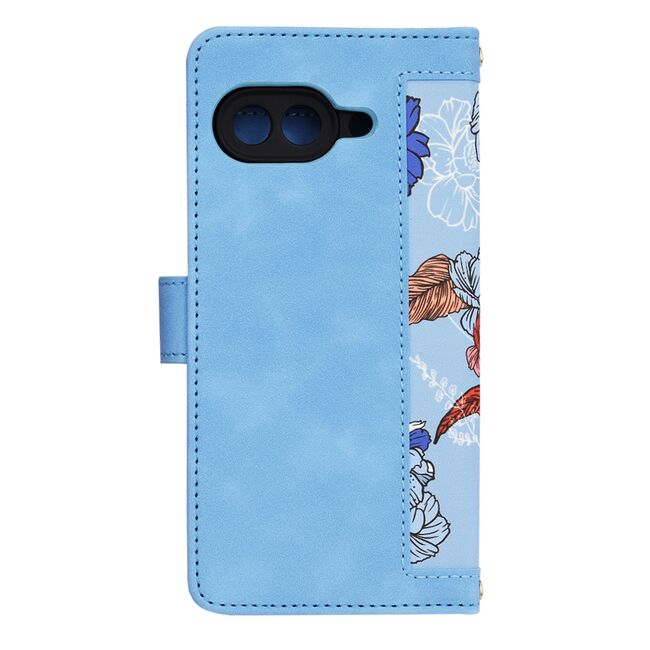 Husa tip carte pentru  Google Pixel 9A, functie stand si port carduri, Albastru