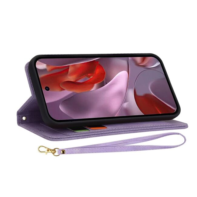 Husa tip carte pentru  Google Pixel 9A, functie stand si port carduri, Mov