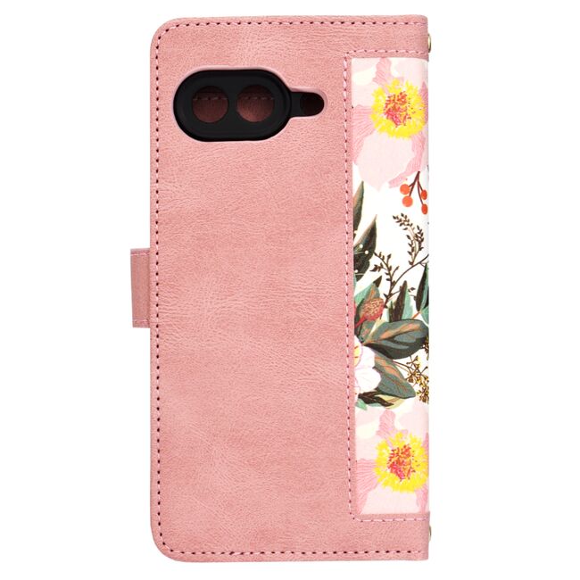 Husa tip carte pentru  Google Pixel 9A, functie stand si port carduri, Roz