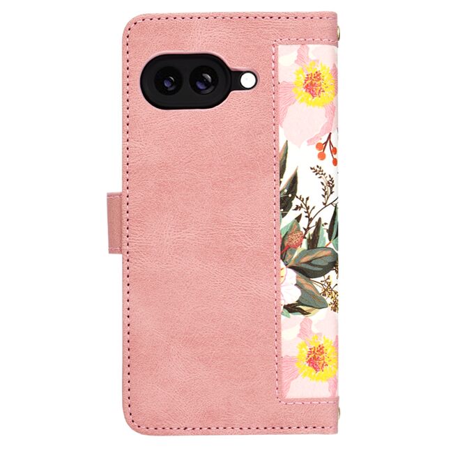 Husa tip carte pentru  Google Pixel 9A, functie stand si port carduri, Roz