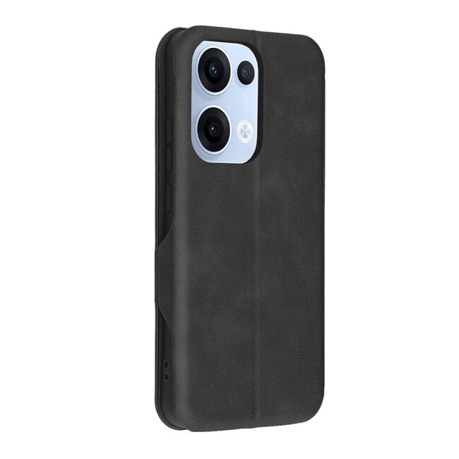 Husa tip carte pentru Oppo Reno 13 Smart Wallet fata - spate protectie 360 - Negru