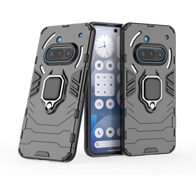Husa pentru  Nothing Phone (3a) cu inel Ring Armor Kickstand Tough, Negru