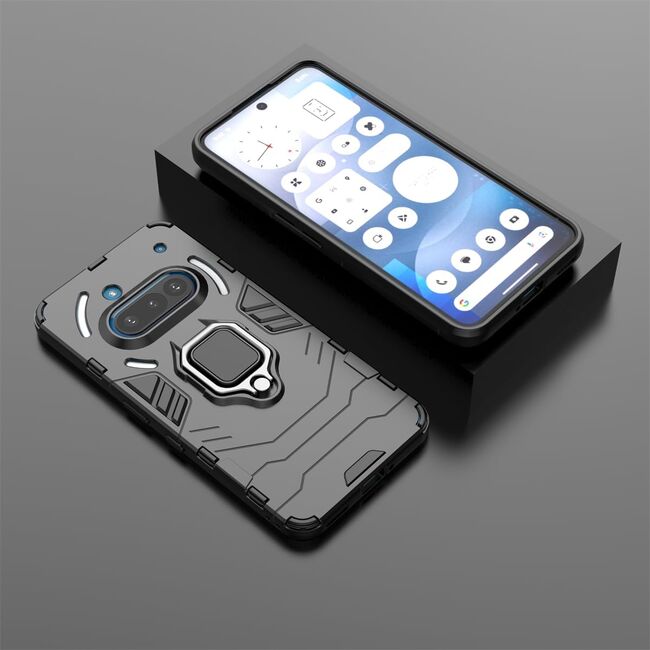 Husa pentru  Nothing Phone (3a) cu inel Ring Armor Kickstand Tough, Negru