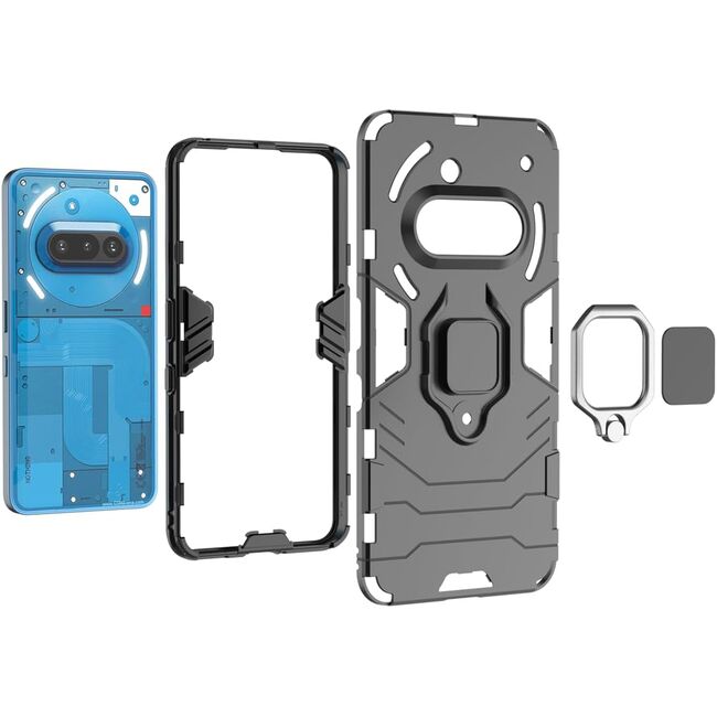 Husa pentru  Nothing Phone (3a) cu inel Ring Armor Kickstand Tough, Negru