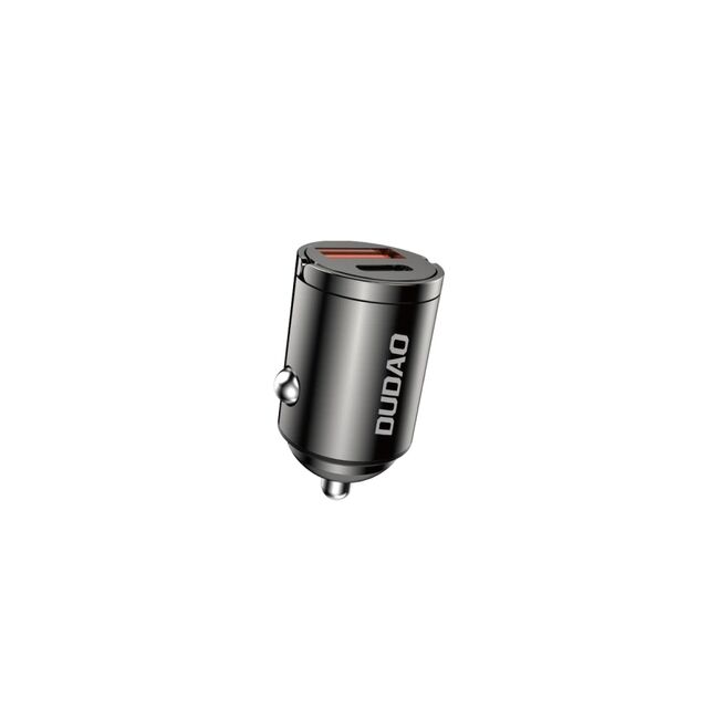 Incarcator Auto Mini 48W Fast Charge QC și PD – USB-C & USB-A, Carcasa Metalica, Negru