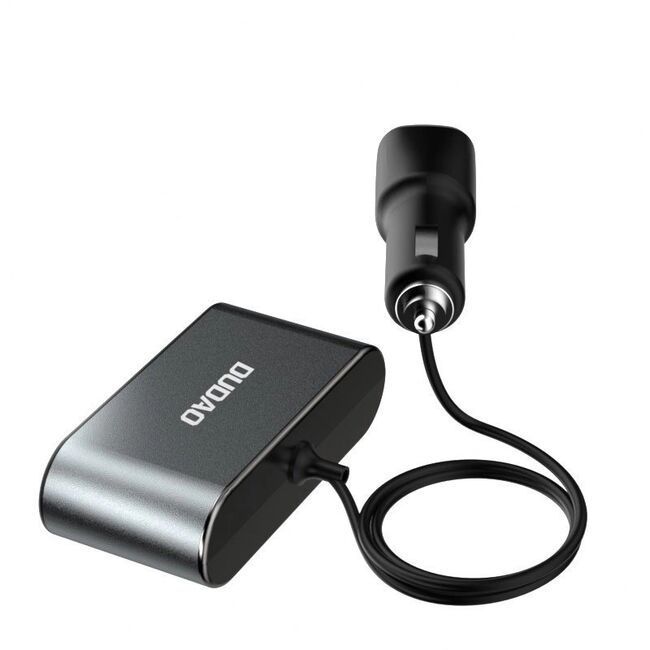 Incarcator auto 2 x USB + Splitter cu 3 prize bricheta – 3.4A, 12-24V, Negru
