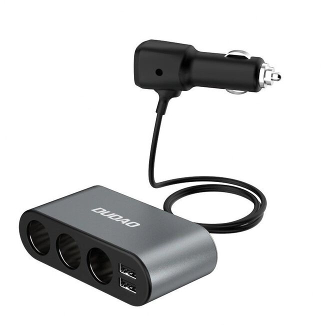 Incarcator auto 2 x USB + Splitter cu 3 prize bricheta – 3.4A, 12-24V, Negru