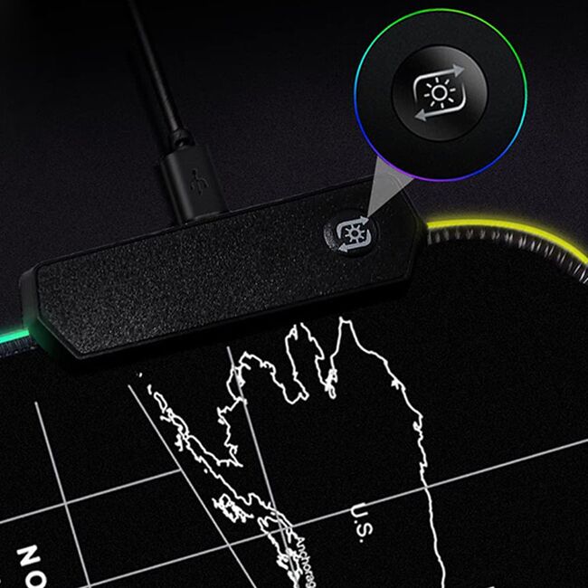 Mouse Pad Gaming XXL 80x30 cm cu Iluminare RGB – Harta Lumii, Bază Antiderapantă