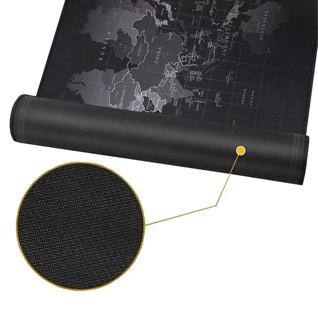 Mouse Pad Gaming XXL 80x30 cm cu Iluminare RGB – Harta Lumii, Bază Antiderapantă