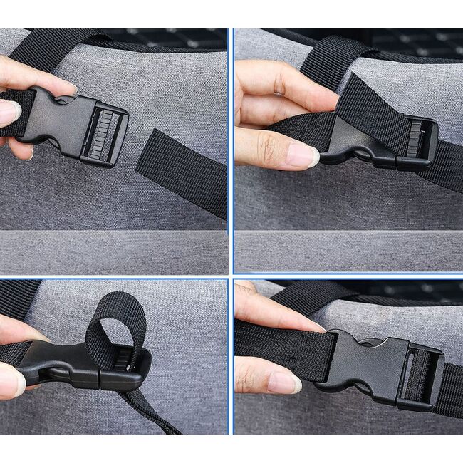 Organizator Auto pentru Portbagaj – Geanta cu 4 Compartimente, Prindere cu Velcro si Curele, Negru