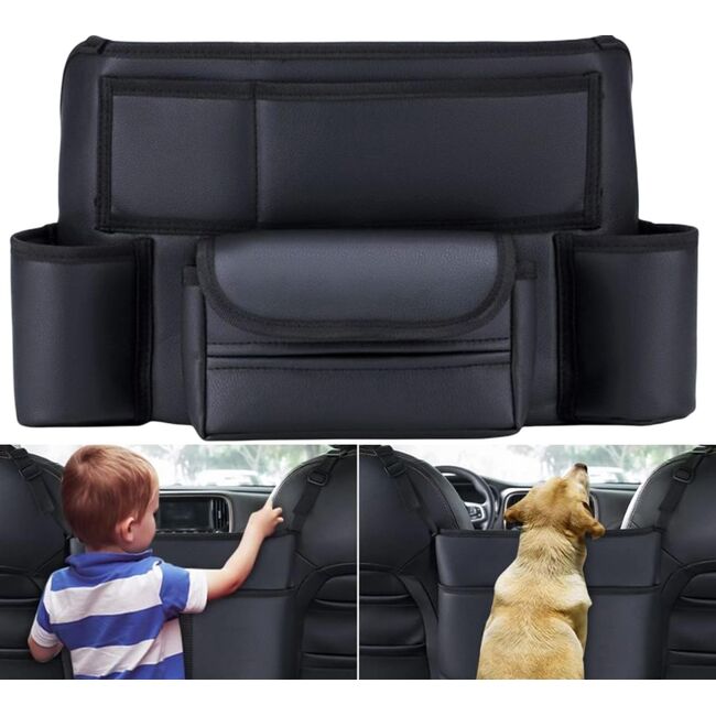 Organizator Auto pentru Spatiul dintre Scaune – suport pentru sticle, servețele si accesorii, Negru