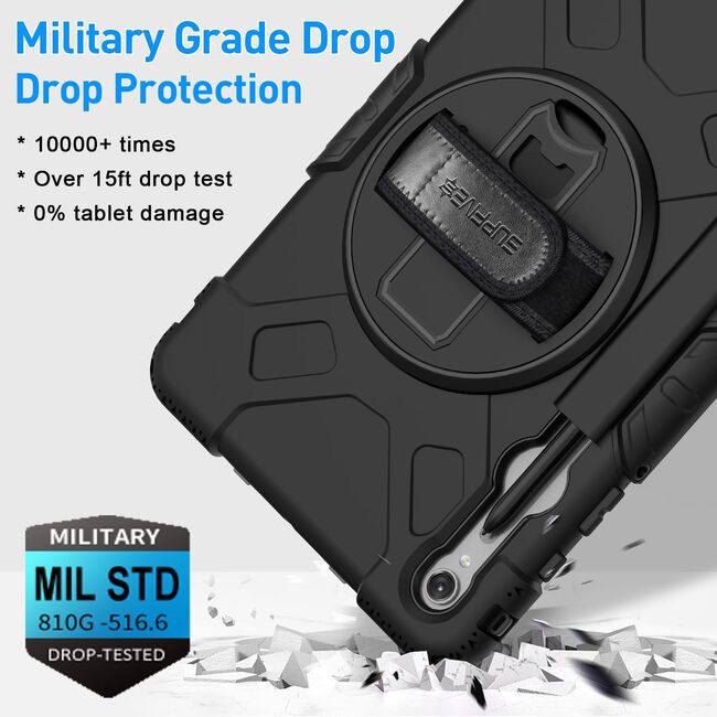 Husa cu folie integrata pentru Samsung Galaxy Tab S10 FE 10.9 inch Shockproof Armor, negru