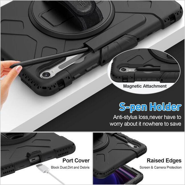 Husa cu folie integrata pentru Samsung Galaxy Tab S10 FE 10.9 inch Shockproof Armor, negru