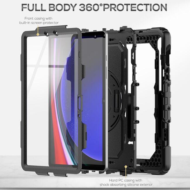 Husa cu folie integrata pentru Samsung Galaxy Tab S10 FE 10.9 inch Shockproof Armor, negru