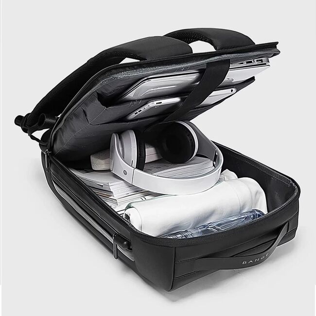Rucsac Antifurt Multifunctional, Impermeabil, cu Port USB – Pentru Laptopuri până la 15.6", sistem fixare pe valiza, compatibil Wizz Air si Ryan Air, 24L, 47x33x16 cm, Negru