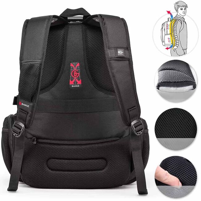 Rucsac Business & Travel cu Port USB și Jack – 35L, Laptop 15”, Impermeabil, Compartiment Antişoc, Negru