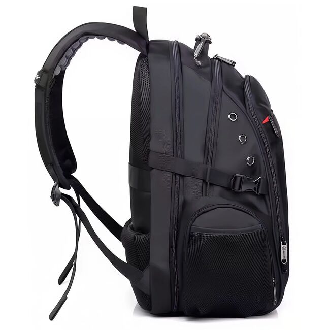 Rucsac Business & Travel cu Port USB și Jack – 35L, Laptop 15”, Impermeabil, Compartiment Antişoc, Negru
