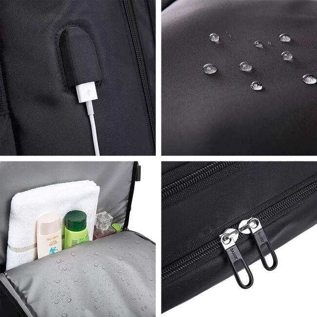 Rucsac Business & Travel cu Port USB – pentru Laptop pana la 15.6”, Impermeabil, Spatios si Elegant, compatibil WIzz Air si Ryan Air - negru