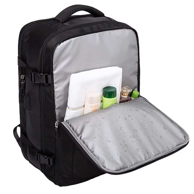Rucsac Business & Travel cu Port USB – pentru Laptop pana la 15.6”, Impermeabil, Spatios si Elegant, compatibil WIzz Air si Ryan Air - negru