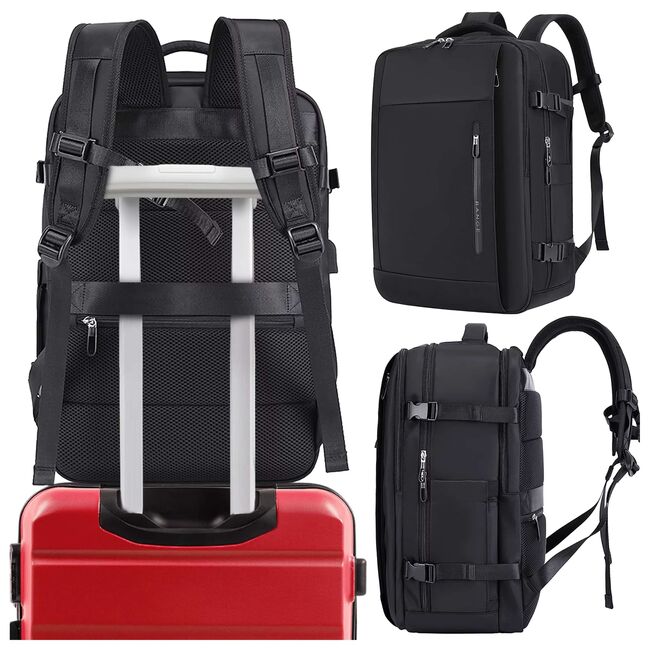 Rucsac Business & Travel cu Port USB – pentru Laptop pana la 15.6”, Impermeabil, Spatios si Elegant, compatibil WIzz Air si Ryan Air - negru