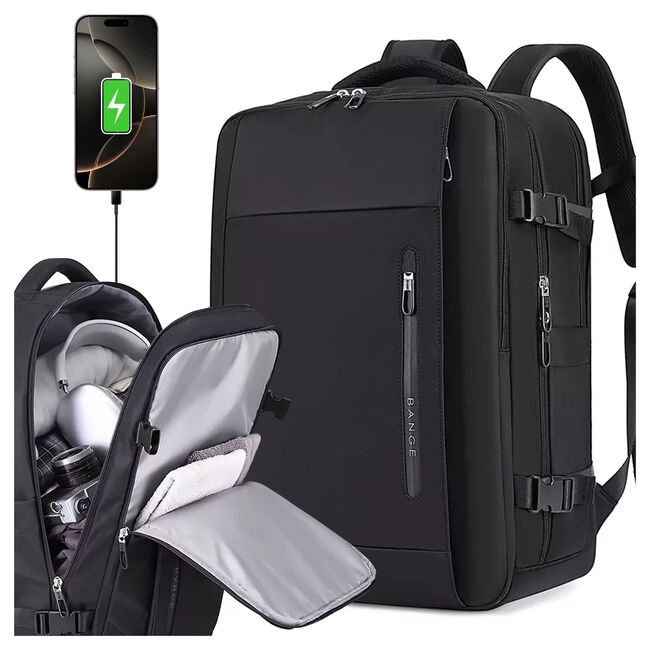 Rucsac Business & Travel cu Port USB – pentru Laptop pana la 15.6”, Impermeabil, Spatios si Elegant, compatibil WIzz Air si Ryan Air - negru