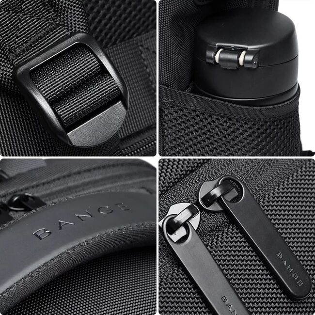 Rucsac multifunctional Impermeabil cu Port USB si buzunar anti-furt  – 35L, Pentru Laptop pana la 15.6”, sistem fixare pe valiza, ideal calatorii, job sau zbor, negru
