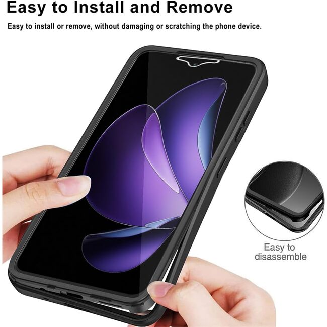 Set 360: Husa cu folie integrata pentru  Oppo Reno 13F, 13FS 4G, 5G Protectie 360 fata / spate - Roz