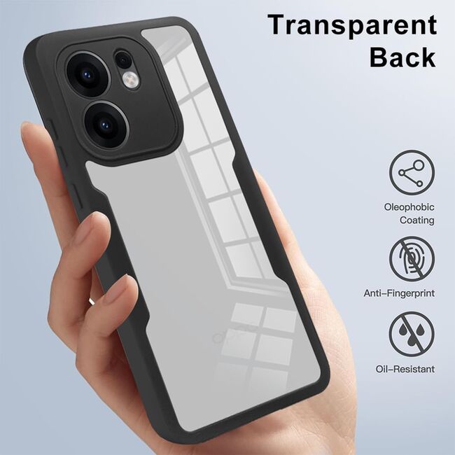 Set 360: Husa cu folie integrata pentru  Oppo Reno 13F, 13FS 4G, 5G Protectie 360 fata / spate - Negru