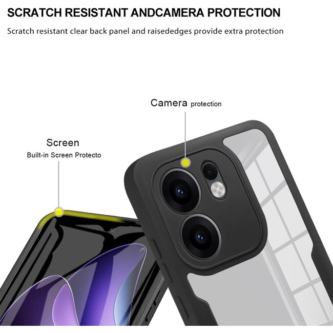 Set 360: Husa cu folie integrata pentru  Oppo Reno 13F, 13FS 4G, 5G Protectie 360 fata / spate - Roz