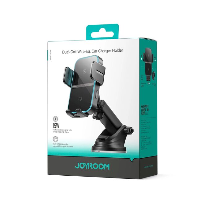 Suport Auto cu incarcare Wireless Fast Charge – Montare pe parbriz sau bord, brat telescopic, Deschidere Automată, 15W, Negru