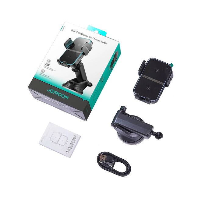 Suport Auto cu incarcare Wireless Fast Charge – Montare pe parbriz sau bord, brat telescopic, Deschidere Automată, 15W, Negru